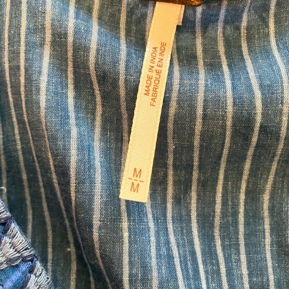 Free People Blue High Low  Mini Dress/ Tunic with Embroidery size Medium - Picture 6 of 8